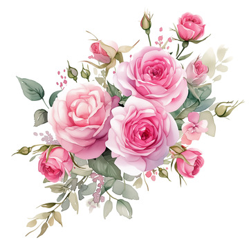 手绘鲜花玫瑰免抠素材