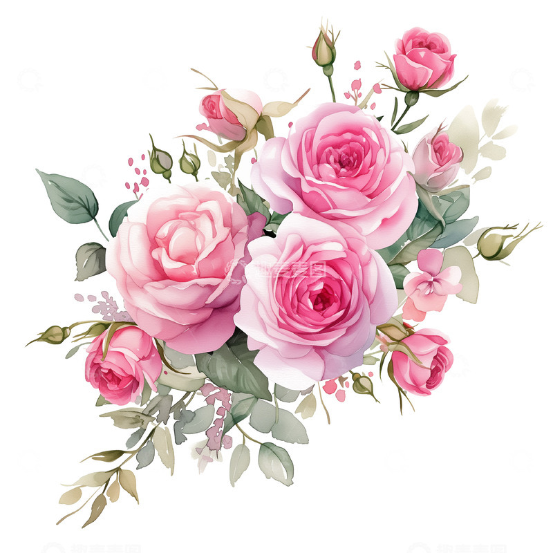 高清大图下载【趣麦麦图】手绘鲜花玫瑰免抠素材