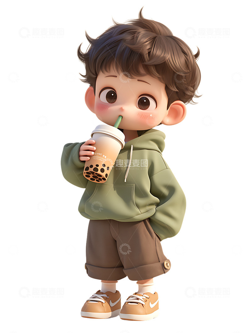 高清大图下载【趣麦麦图】喝奶茶喝咖啡喝茶喝饮料的小孩子