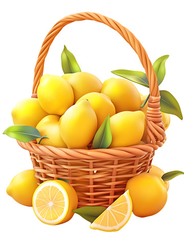 装满柠檬的果篮