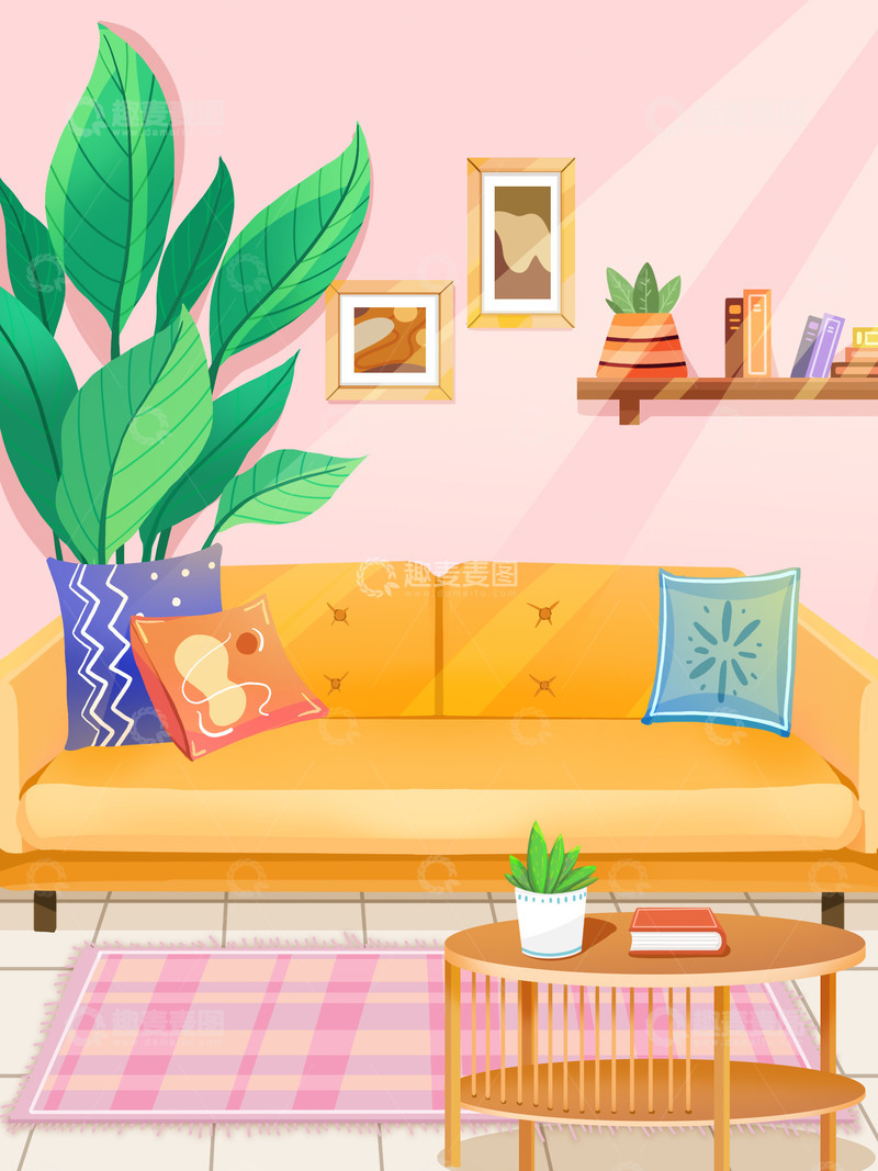 源文件下载【趣麦麦图】客厅温馨背景