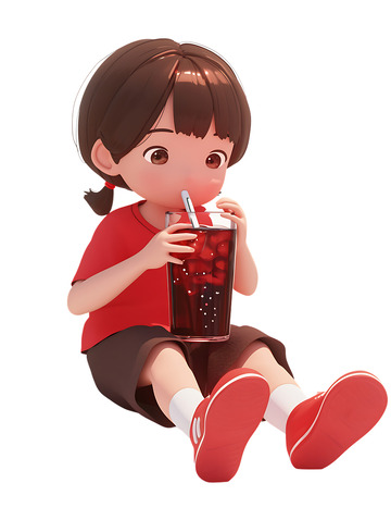 喝可乐的小女孩