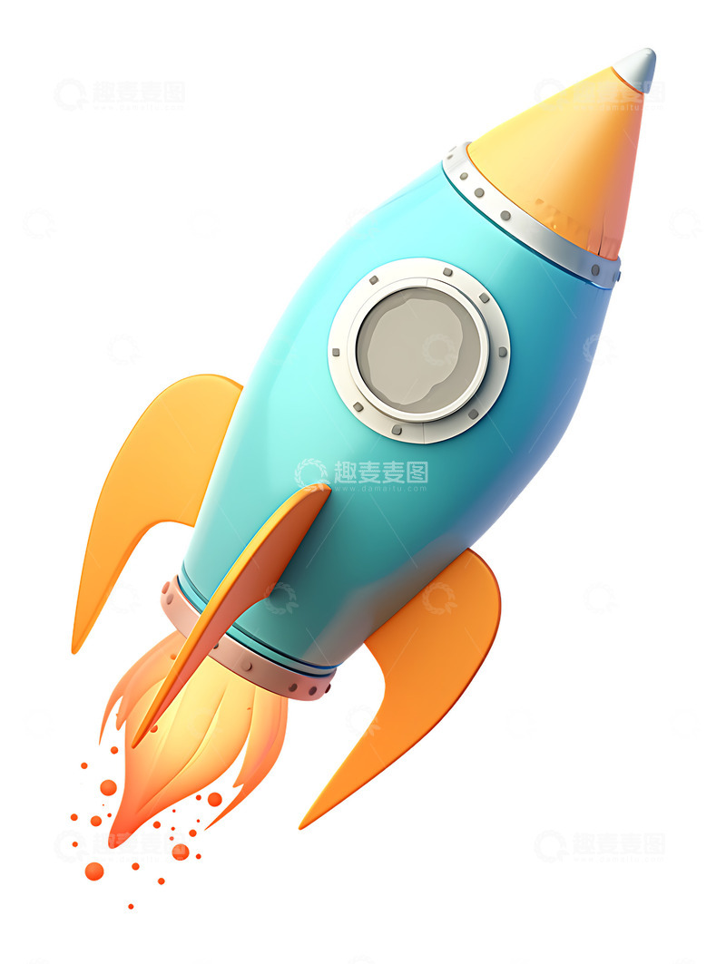 高清大图下载【趣麦麦图】3D星球卡通火箭2