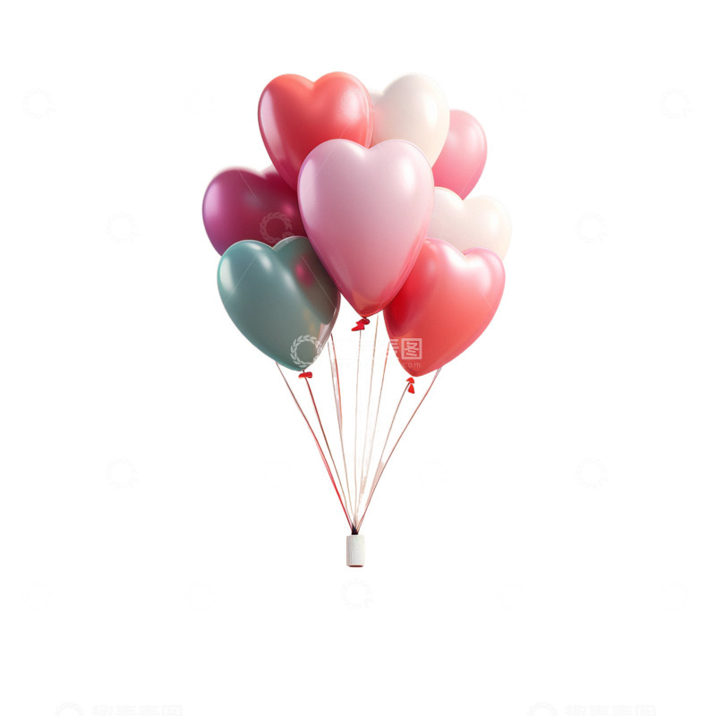 高清大图下载【趣麦麦图】3D立体彩色气球一束浪漫