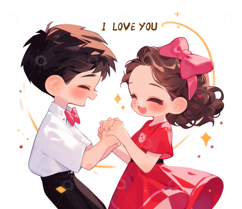 高清大图下载【趣麦麦图】卡通甜蜜情侣半身人物素材