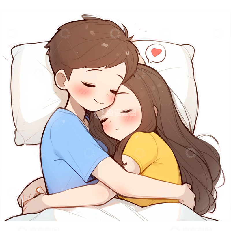 高清大图下载【趣麦麦图】卡通安睡情侣人物素材