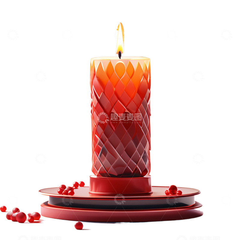 高清大图下载【趣麦麦图】3D立体喜庆婚礼蜡烛喜烛红色