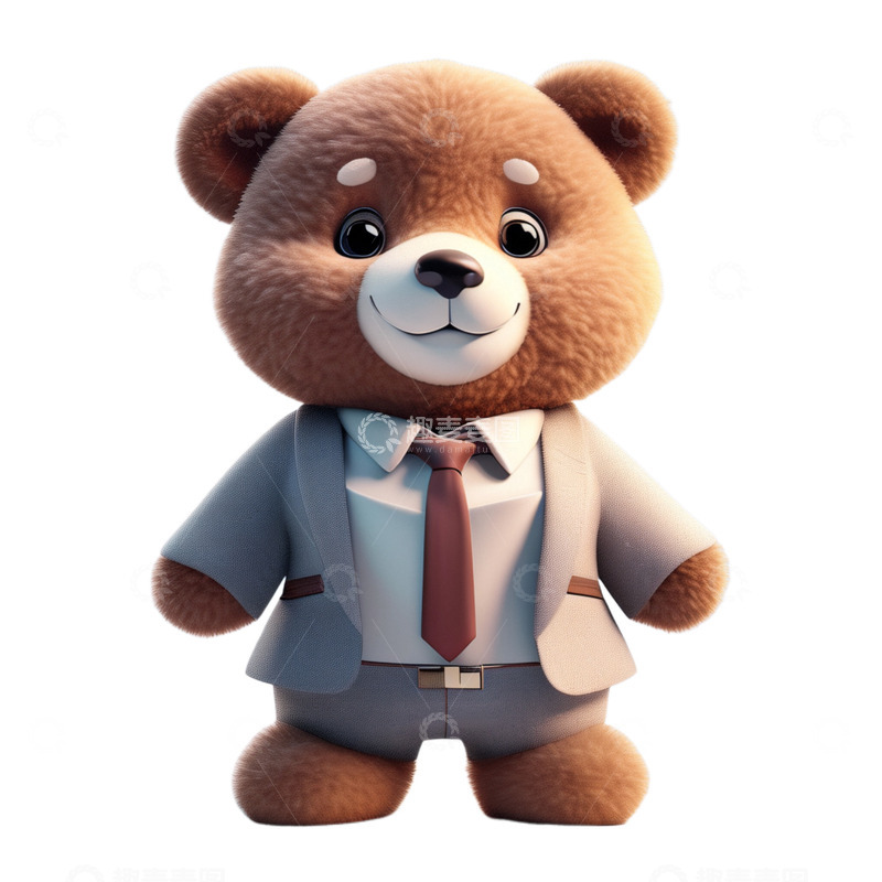 高清大图下载【趣麦麦图】3D立体情人节情侣熊玩偶西装