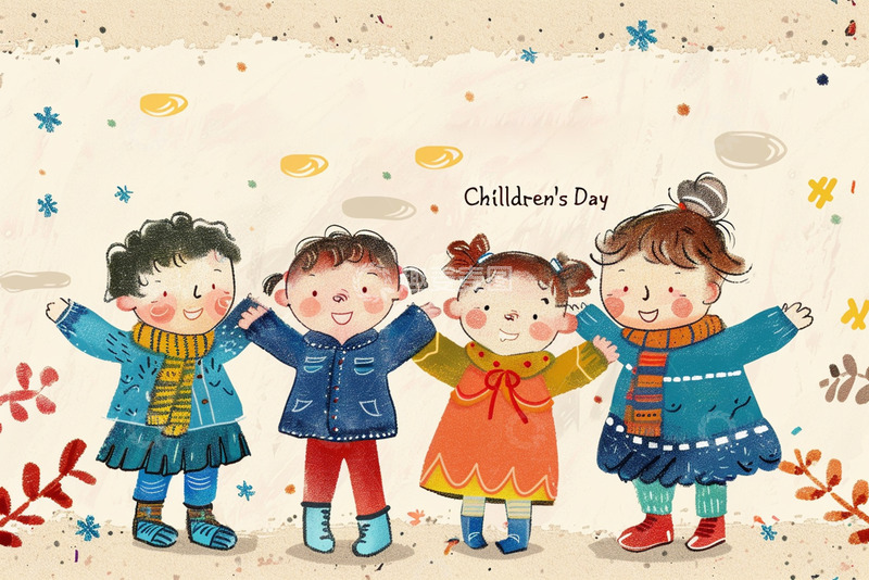 儿童节蹦蹦跳跳的孩子们