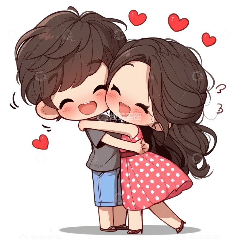 高清大图下载【趣麦麦图】卡通Q版情侣约会人物素材