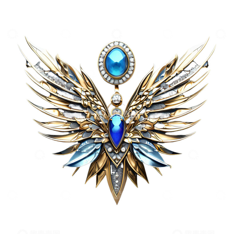 高清大图下载【趣麦麦图】3D立体情人节钻石首饰浪漫羽毛