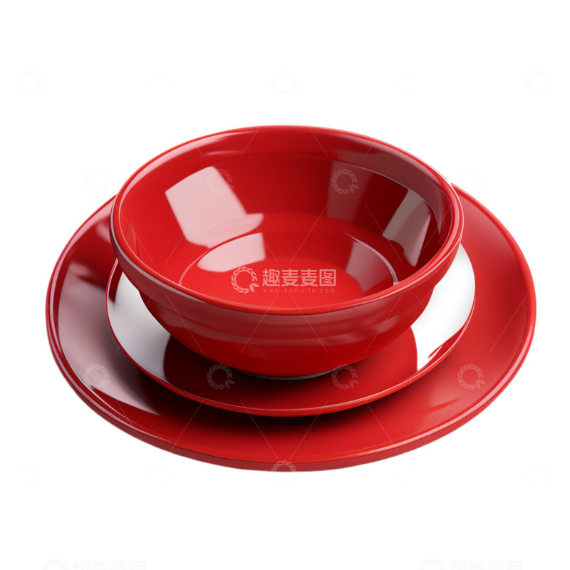 高清大图下载【趣麦麦图】3D真实立体婚礼红色喜庆餐具