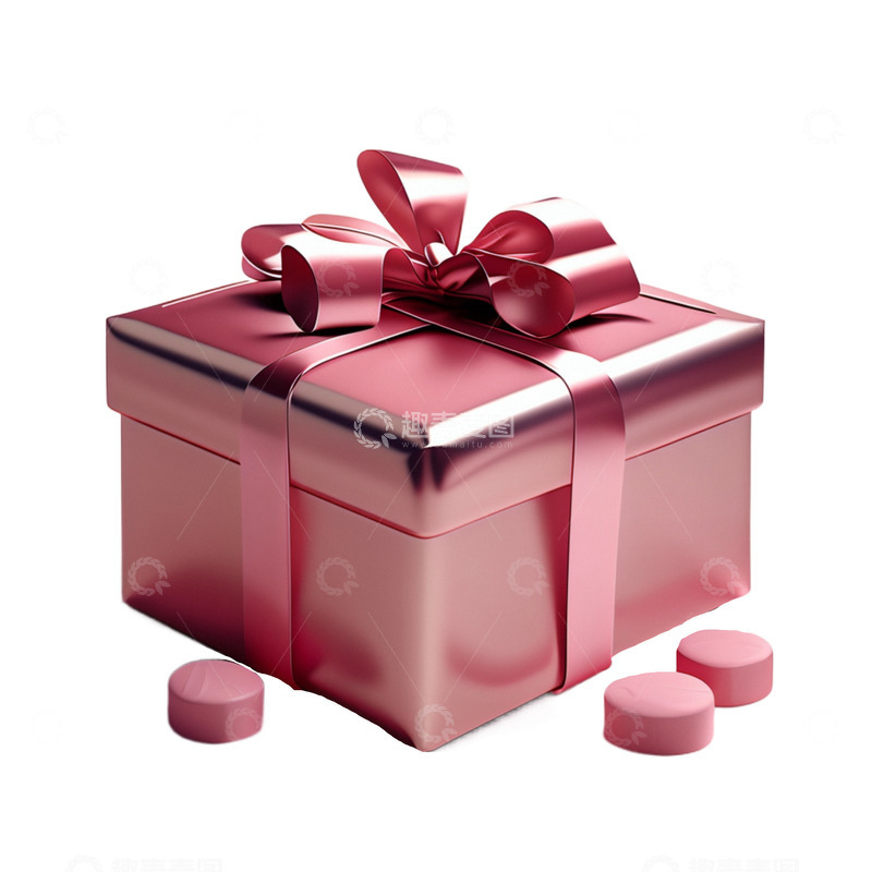 高清大图下载【趣麦麦图】3D真实立体情人节礼物盒粉色