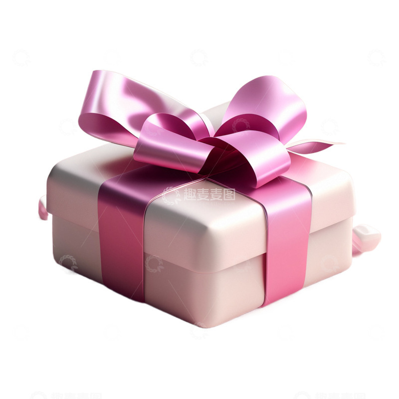 高清大图下载【趣麦麦图】3D立体情人节粉色浪漫礼物盒