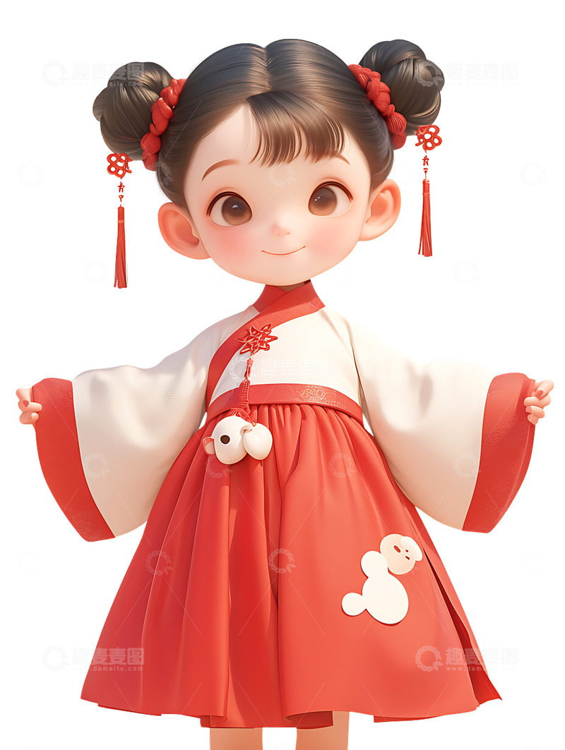 高清大图下载【趣麦麦图】可爱汉服的小女孩