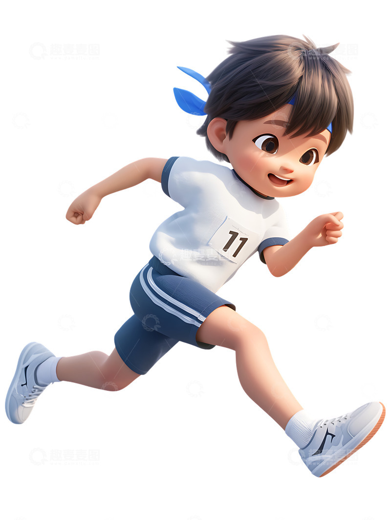 高清大图下载【趣麦麦图】运动会田径赛跑的男孩