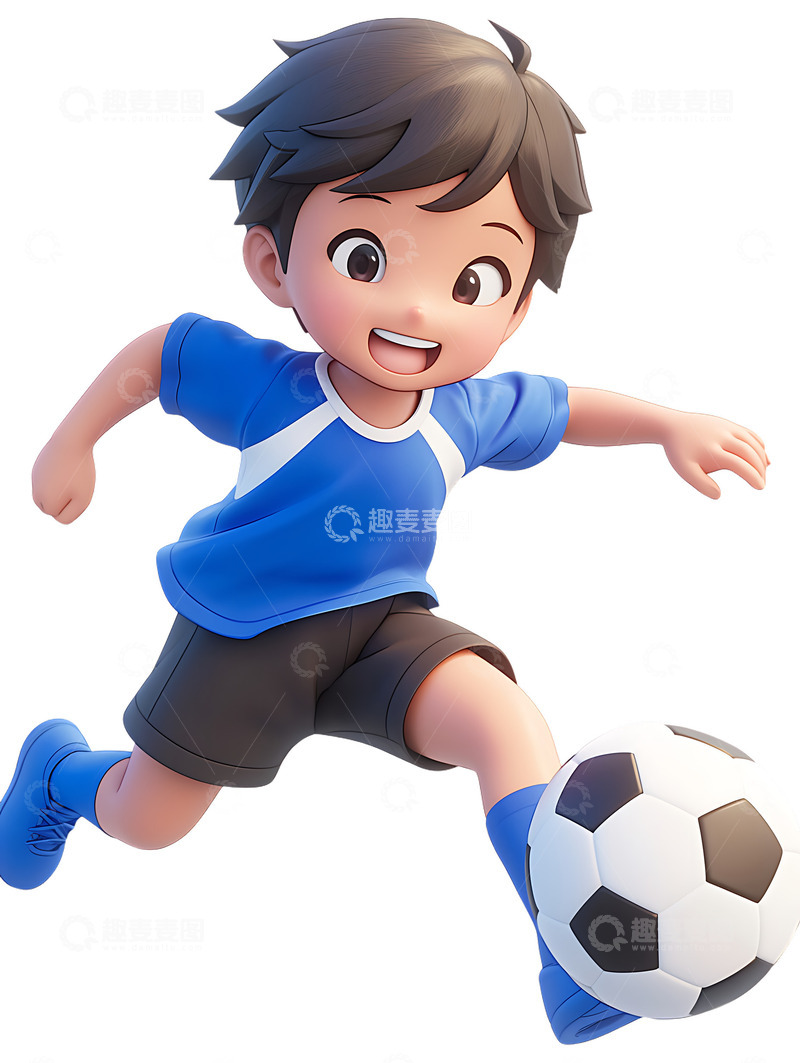 高清大图下载【趣麦麦图】运动会踢足球的小孩3