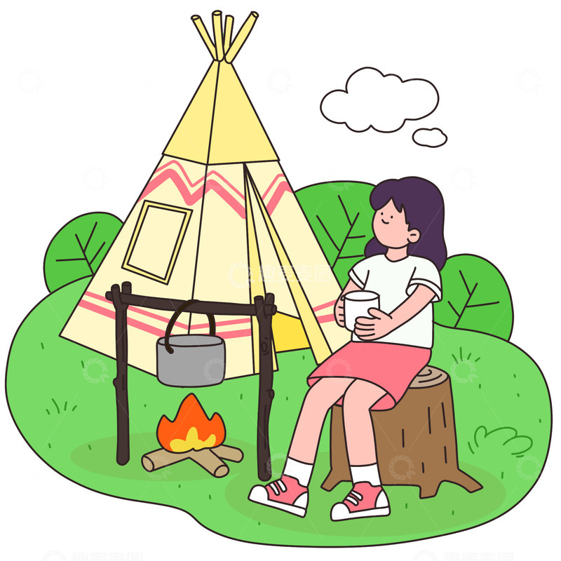 源文件下载【趣麦麦图】夏季露营户外野营