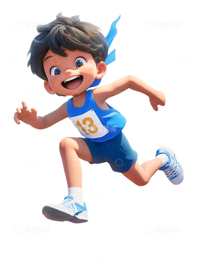 高清大图下载【趣麦麦图】运动会田径赛跑的男孩2