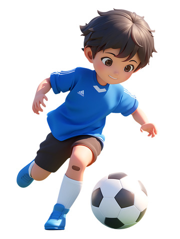 运动会踢足球的小孩