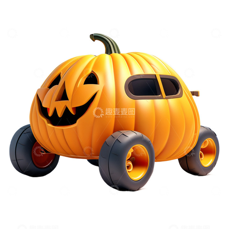 高清大图下载【趣麦麦图】3D立体南瓜车卡通童话童趣