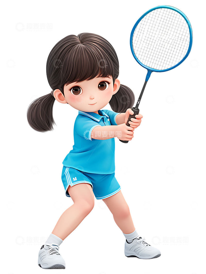 高清大图下载【趣麦麦图】运动会打羽毛球的女孩