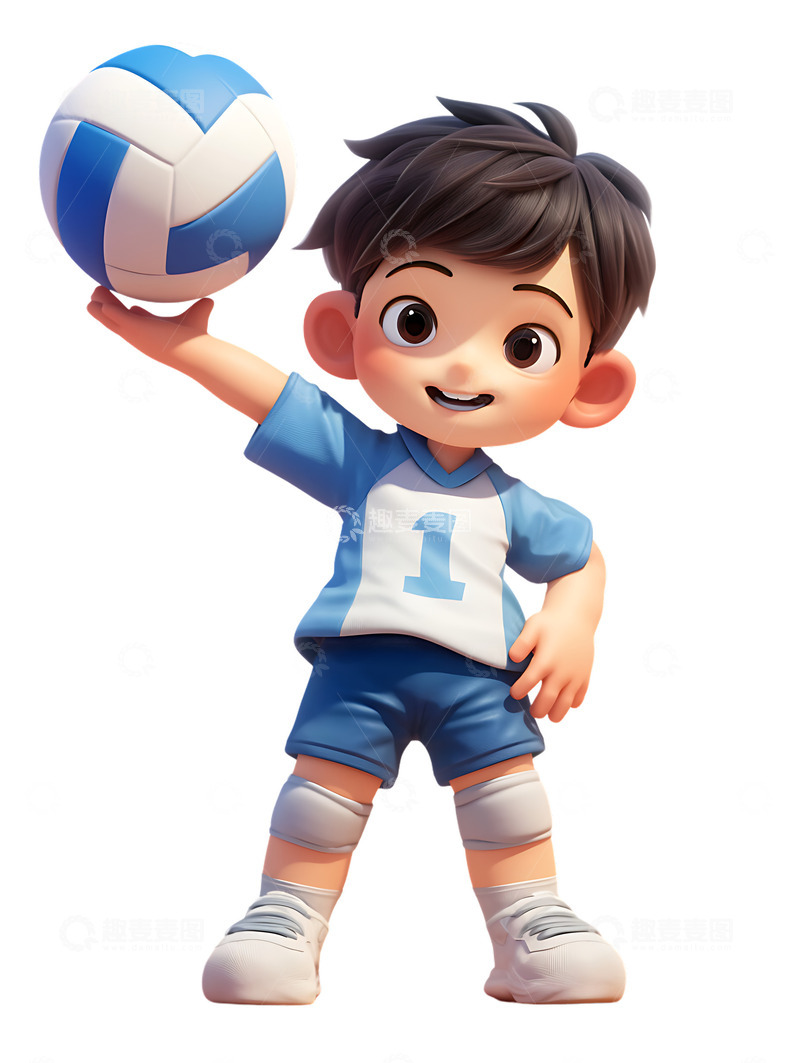 高清大图下载【趣麦麦图】运动会打排球的小男孩