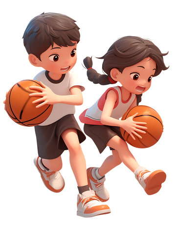 运动会打篮球的小孩子