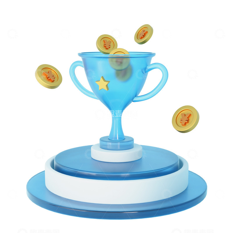 源文件下载【趣麦麦图】3D立体玻璃金融奖杯