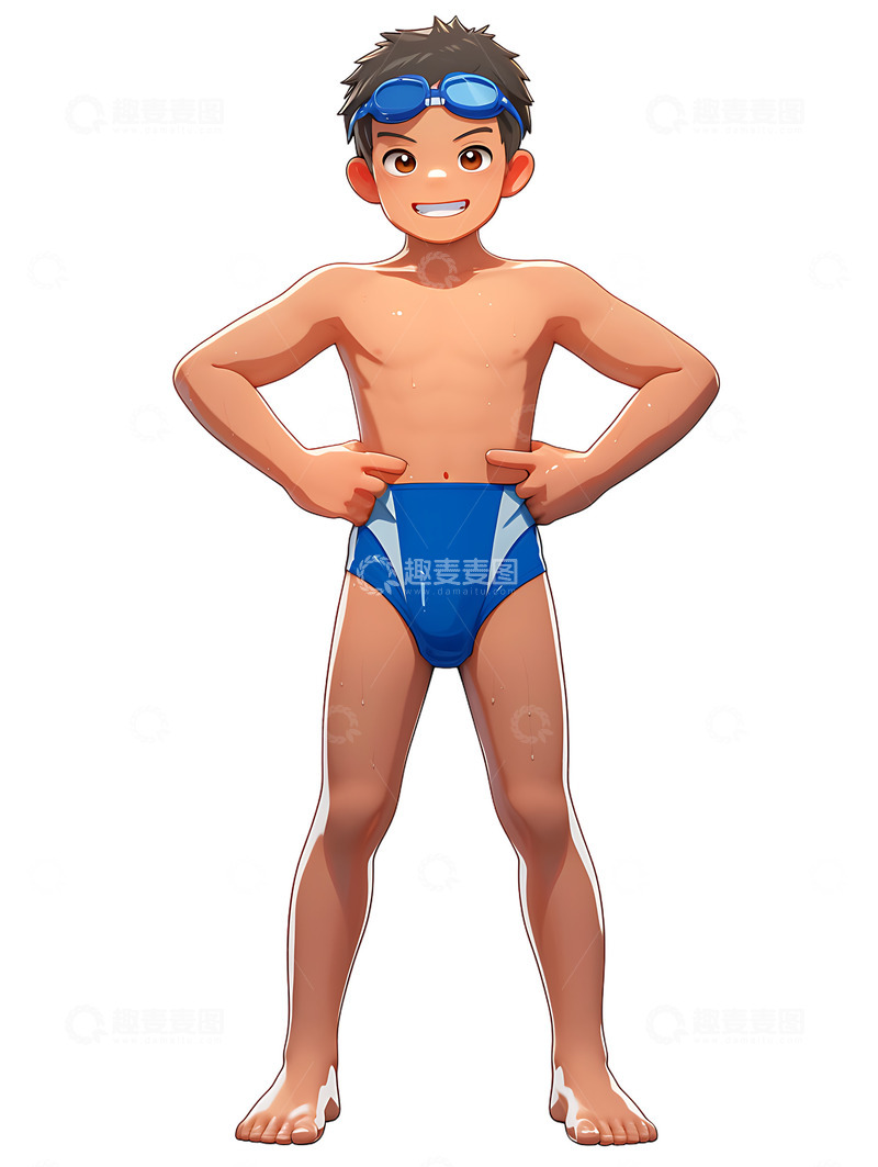 高清大图下载【趣麦麦图】游泳锻炼的小男孩