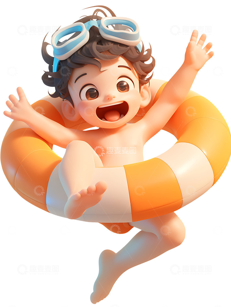 孩子玩水游泳运动会游泳圈