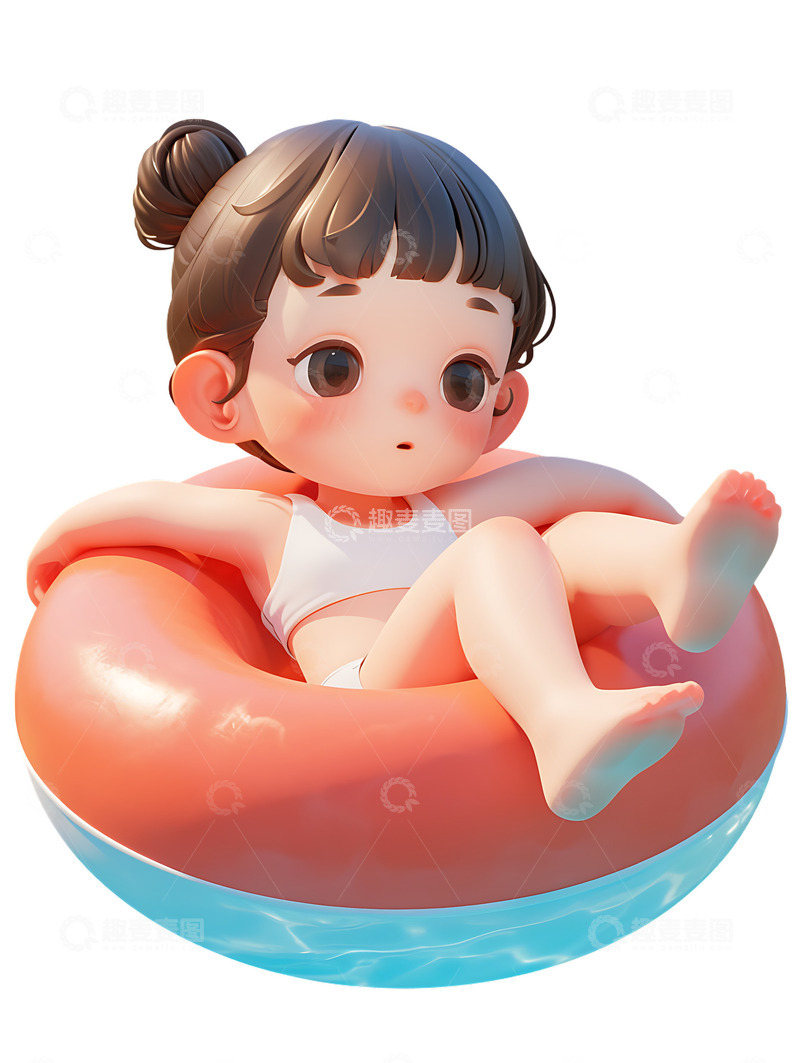 高清大图下载【趣麦麦图】穿泳衣游泳的女孩子运动会游泳圈