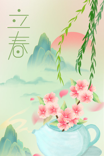 立春清新桃花背景