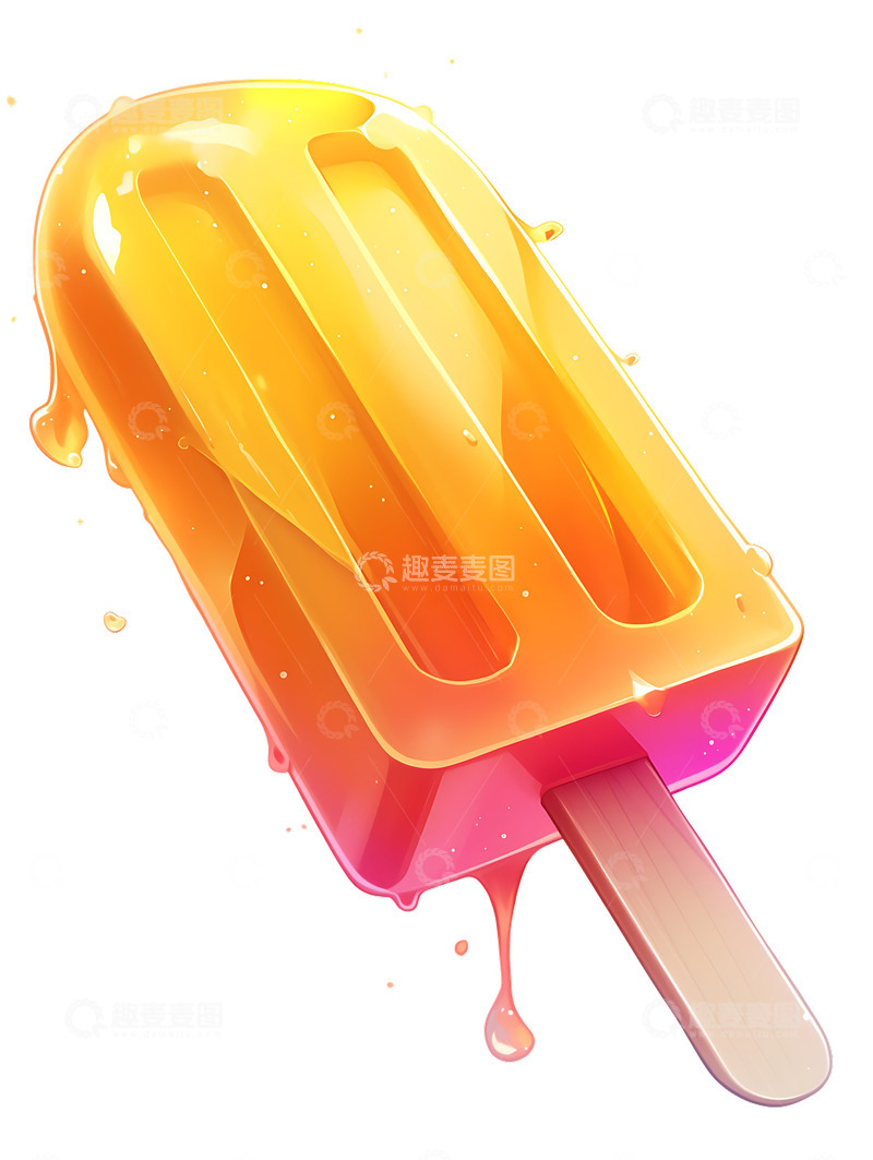 高清大图下载【趣麦麦图】橙汁冰棍美食夏天