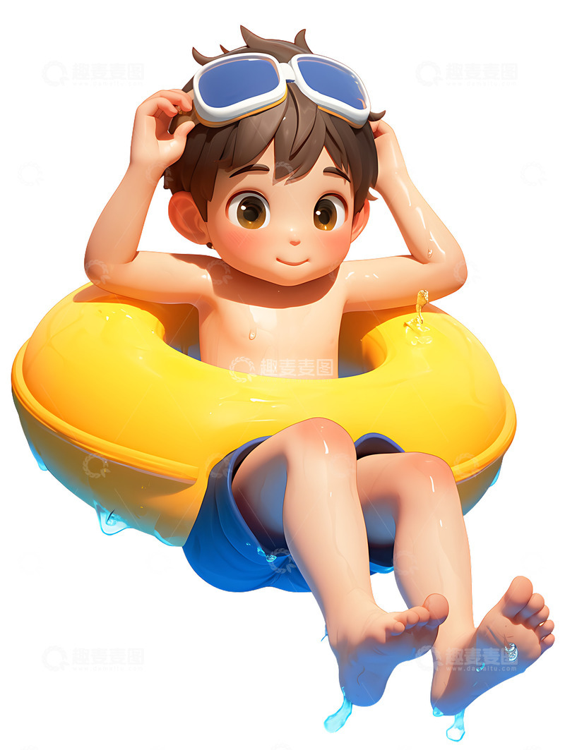 高清大图下载【趣麦麦图】男孩游泳游泳圈