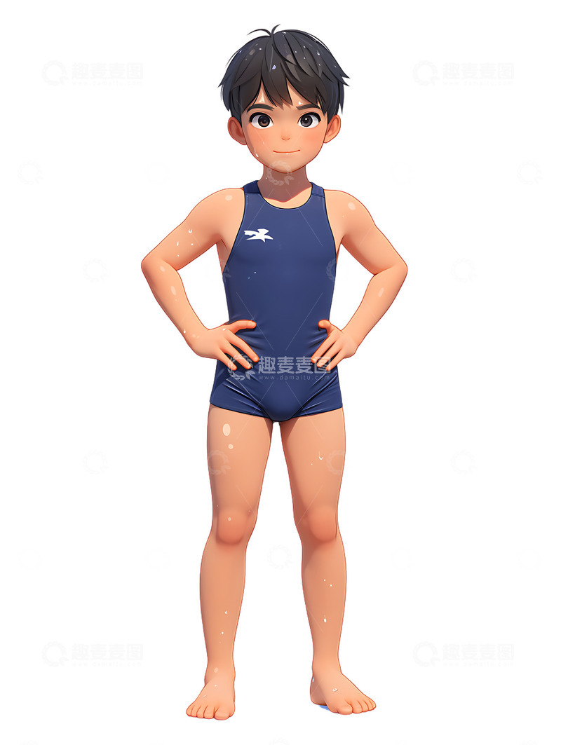 高清大图下载【趣麦麦图】穿泳衣的小男孩