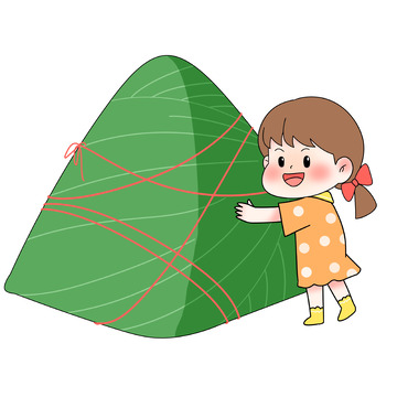 端午节女孩抱大粽子免抠图片
