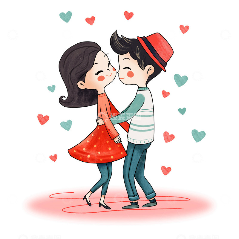源文件下载【趣麦麦图】手绘卡通情侣浪漫约会