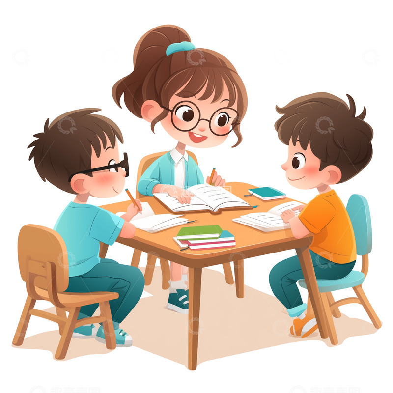 家教学科培训卡通人物素材