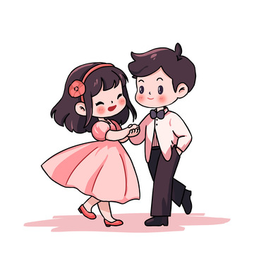 卡通情侣在跳舞