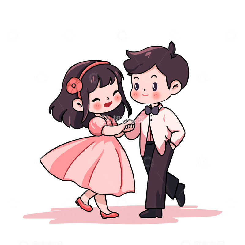 源文件下载【趣麦麦图】卡通情侣在跳舞