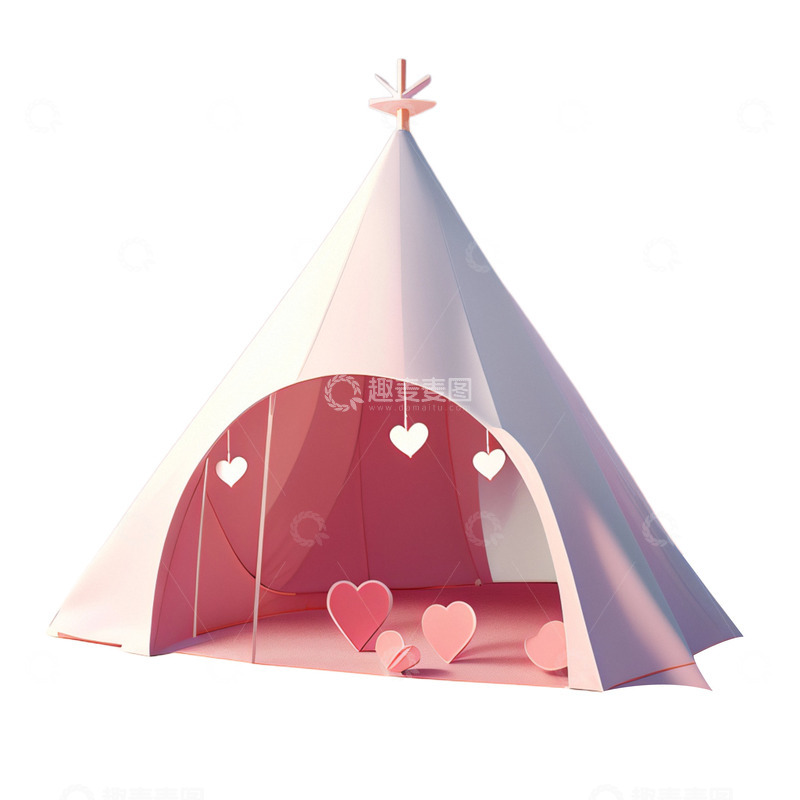 高清大图下载【趣麦麦图】情人节粉色浪漫3D立体爱心帐篷