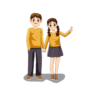 穿情侣装的卡通情侣