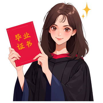 毕业生手拿证书插画素材