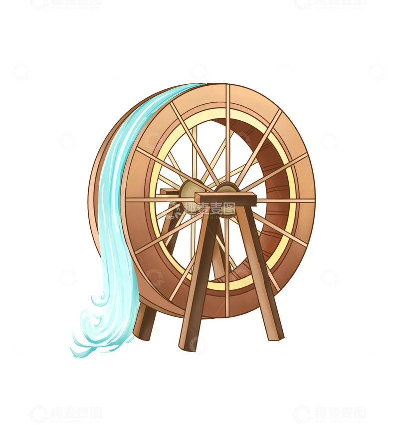 源文件下载【趣麦麦图】小满节气水车流水手绘元素