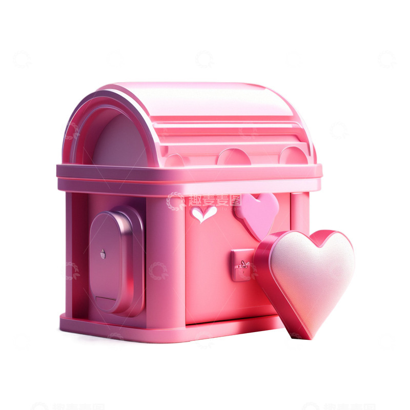 高清大图下载【趣麦麦图】情人节粉色浪漫3D立体邮箱