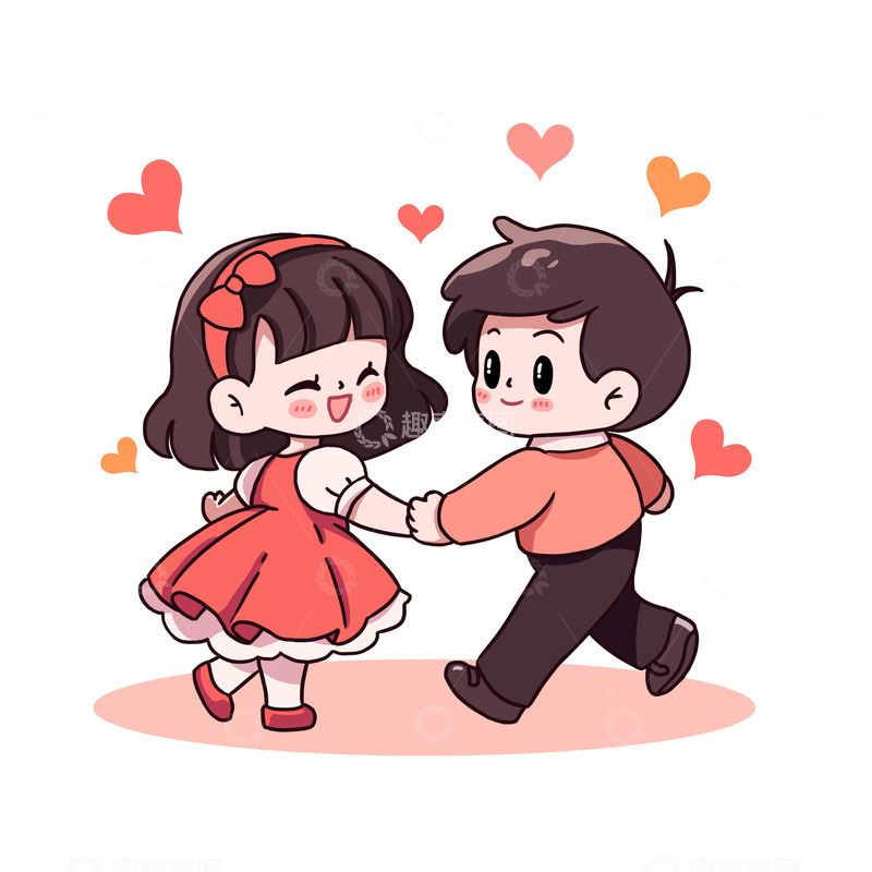 源文件下载【趣麦麦图】情人节520情侣约会小场景卡通插画