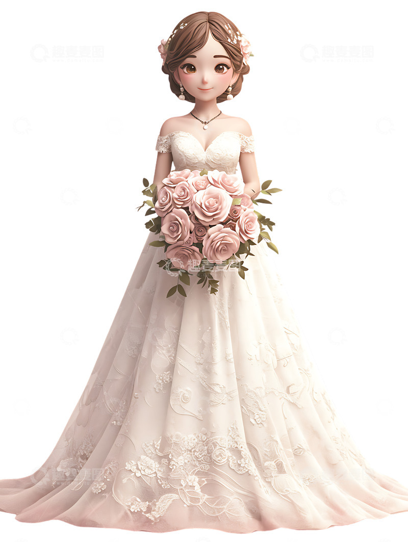 高清大图下载【趣麦麦图】婚纱捧着鲜花的女孩子520