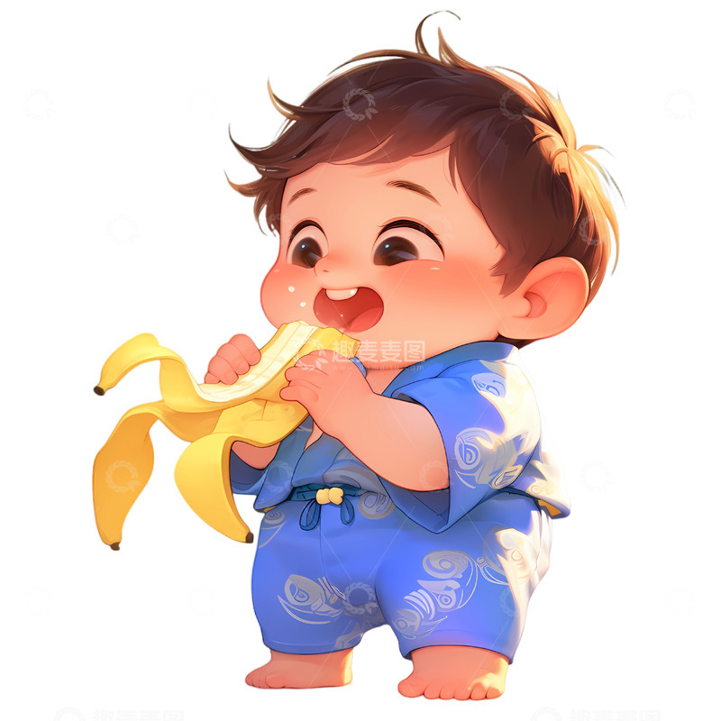 高清大图下载【趣麦麦图】肉肉的男孩吃香蕉