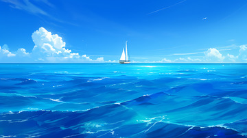 卡通海洋海平面景色蓝色